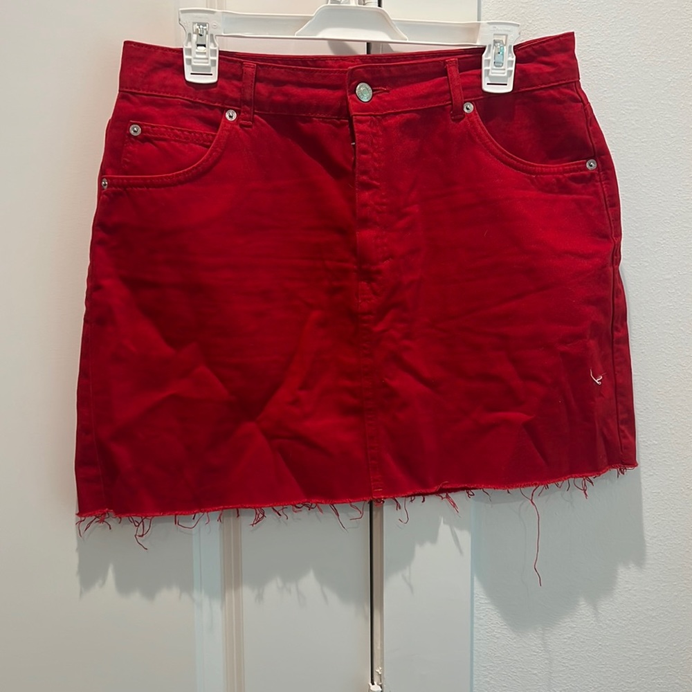 Top shop red mini skirt size 10